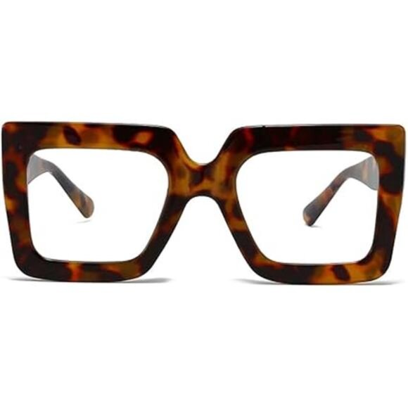 👓 Breaksun Oversized Square Blue Light Glasses | Trendy Clear Lens Eyewear - Picture 1 of 2